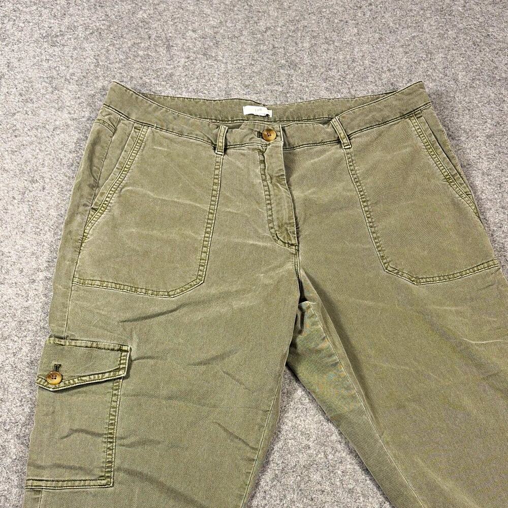 J. Jill Green Cotton Twill Cargo Pants Women's 14 Tapered Leg Pockets Gorpcore
